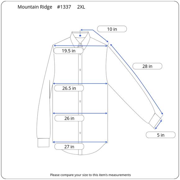 Mountain Ridge Flannel Men's 2XL Button Down Long Sleeve Plaid Blue Black White - Picture 12 of 12